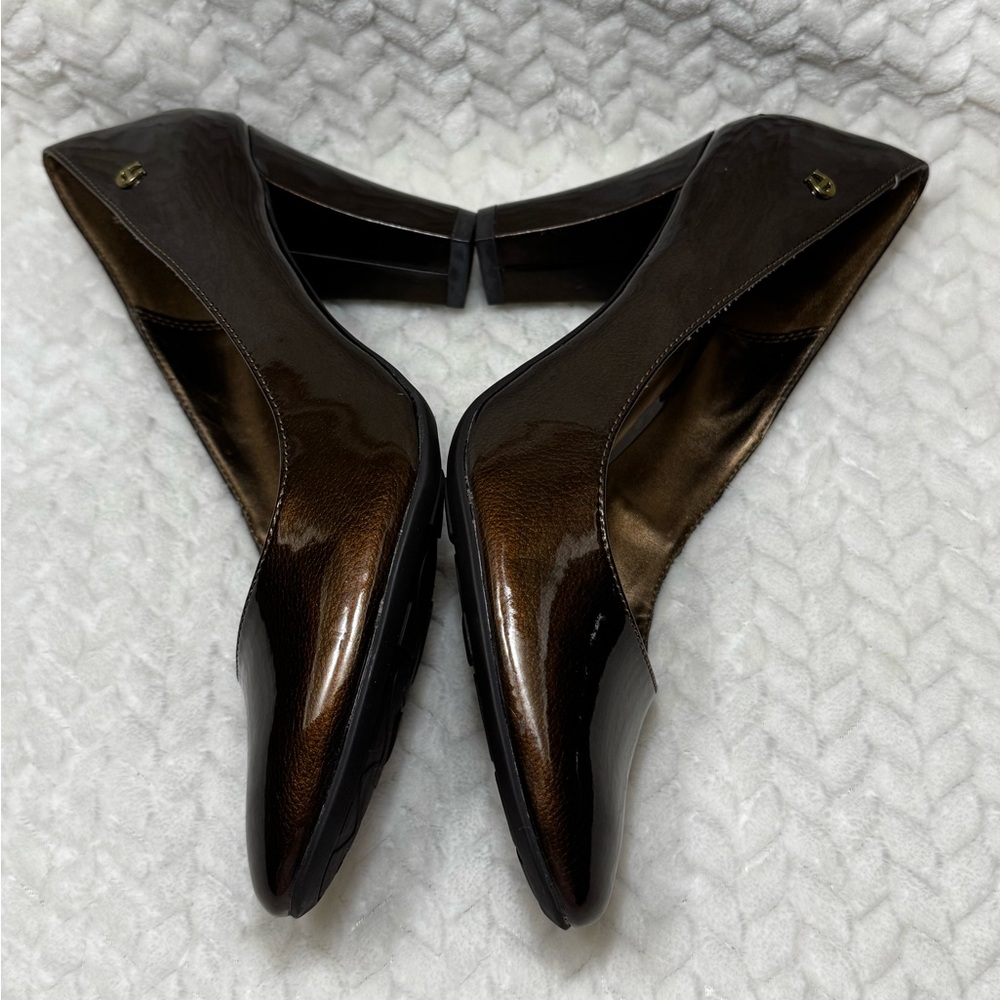 Etienne Aigner Haven Metallic Bronze Patent Heels Size 9M - Picture 9 of 14